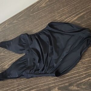 J. Crew Black Plunge V-Neck One Piece Swimsuit Size Small